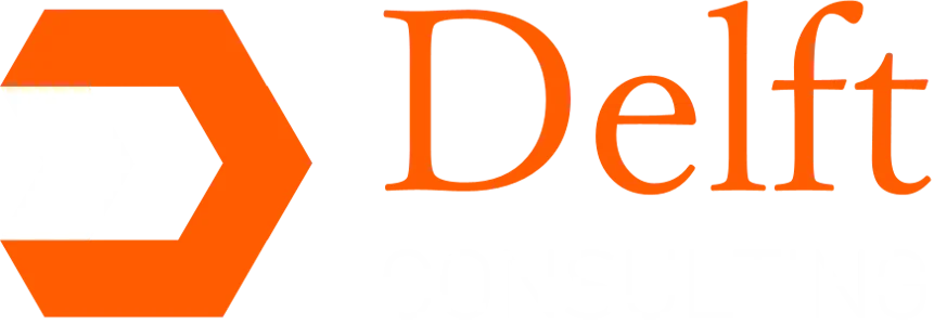 Delft Consulting logo Medium Inverted for dark background